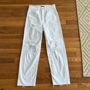 High Waisted White Jeans
